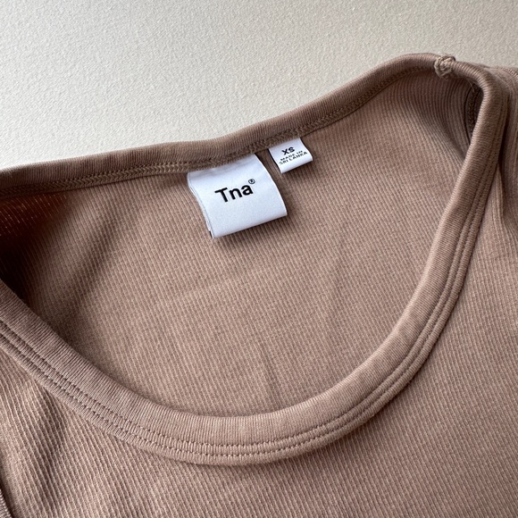 TNA | Tops | Aritzia Tna Tan Ribbed Tank Top | Poshmark